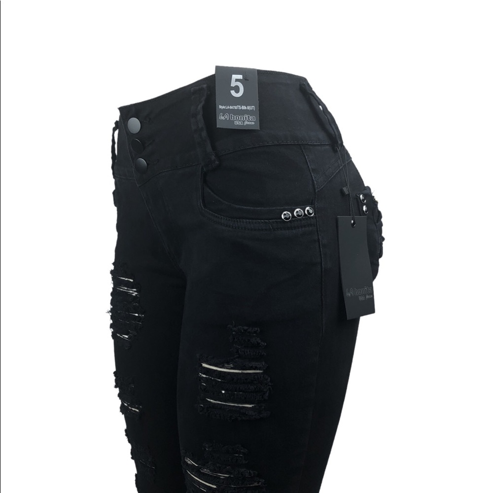 LA BONITA JEANS Women’s High Waist Ripped Skinny - Picture 3 of 5